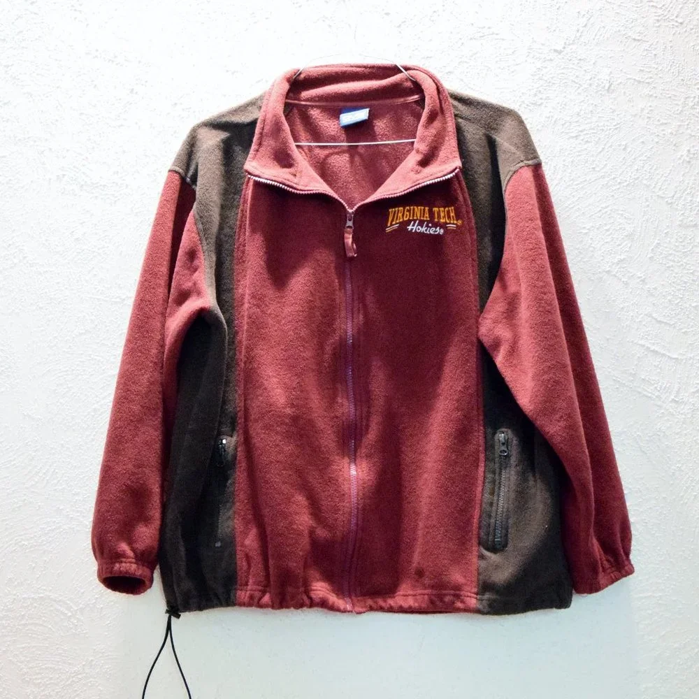 Virginia Tech VT Hokies Maroon Fleece Zip Up Jacket | Size L - Picture 2 of 7